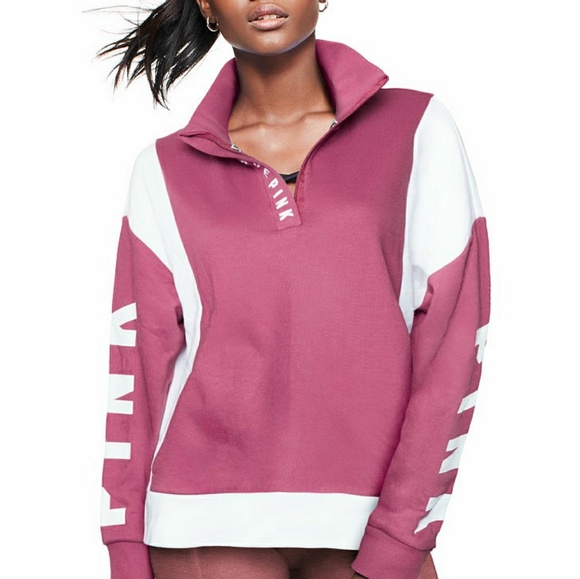 PINK Victoria's Secret Tops - Victoria's Secret PINK Quarter Zip Pullover Sweats